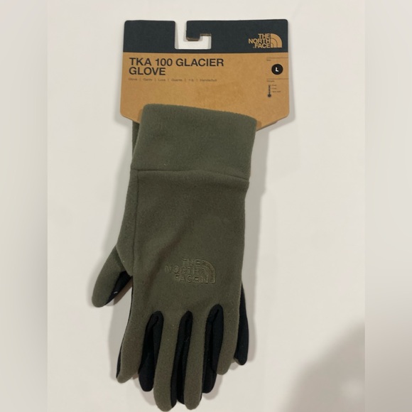 The North Face Olive and Black Glacier Gloves - Picture 2 of 5